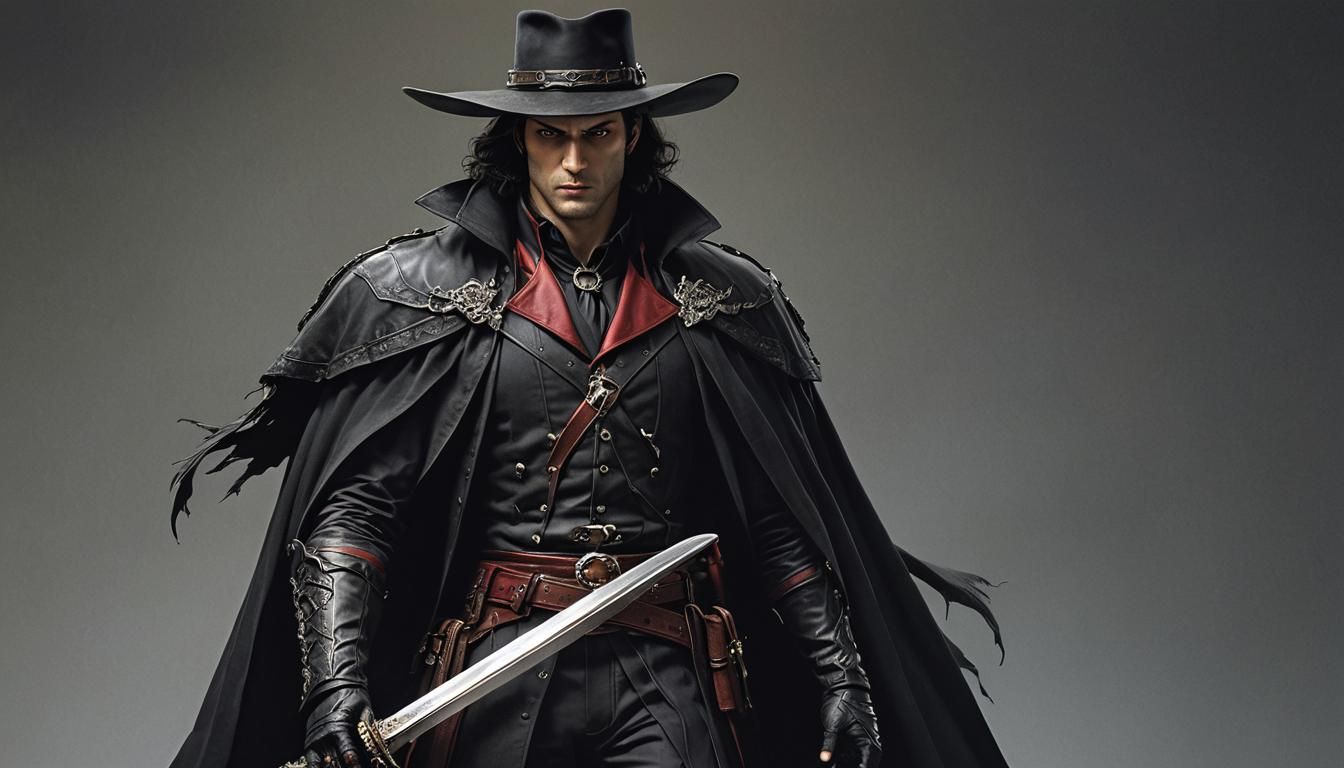 Hyperrealistic Vampire Hunter with Sword