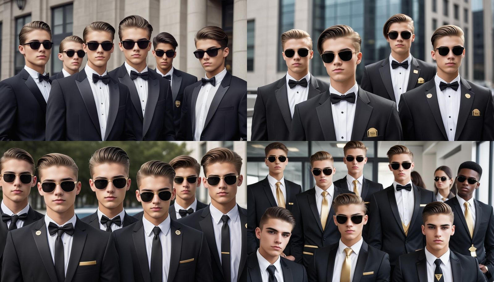 Young Businessmen Guarding Office Entrance