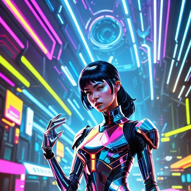 Futuristic Workout: Dynamic Athletic Portrait in Neon