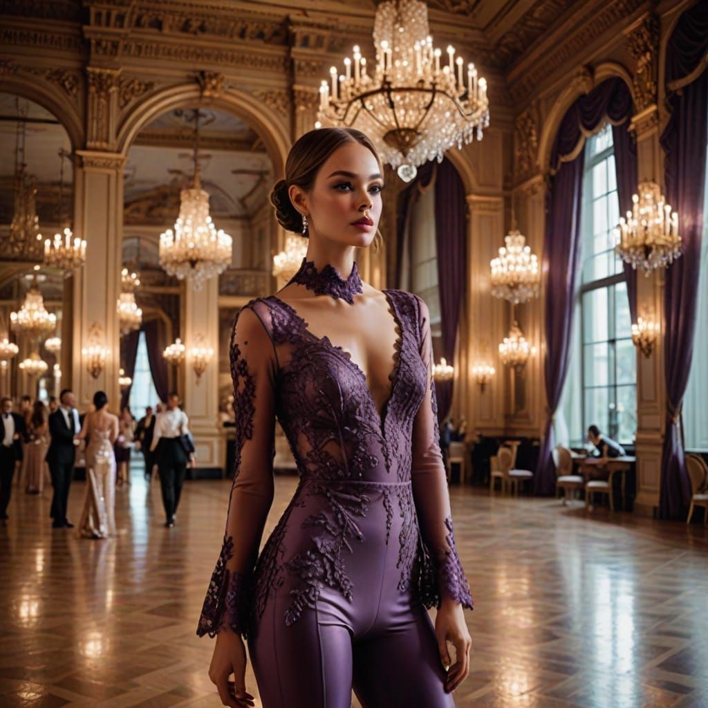 Sophisticated Ballroom Elegance in Luxury Fashion Photograph...