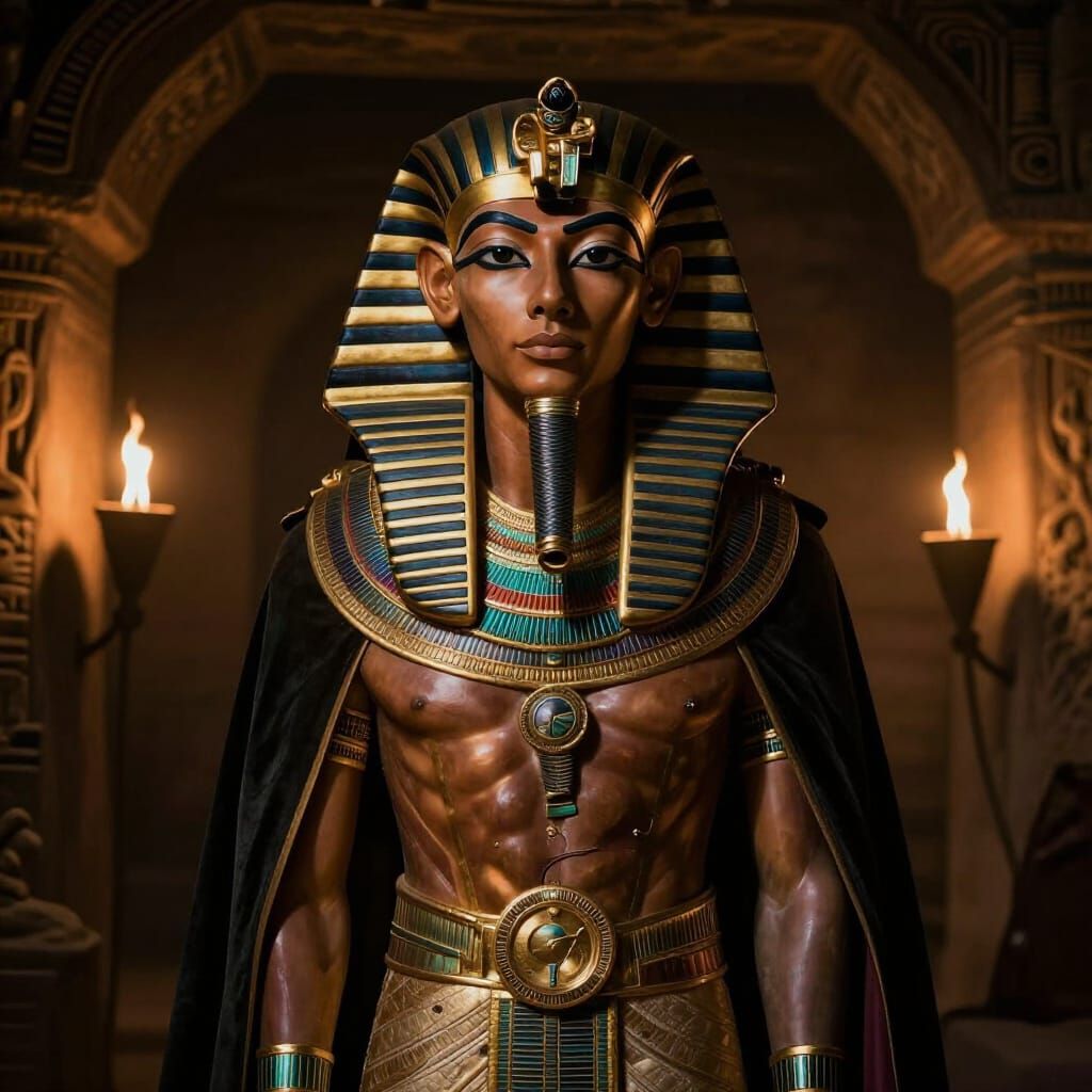 Vampire King Tut in Dark Fantasy Egyptian Tomb