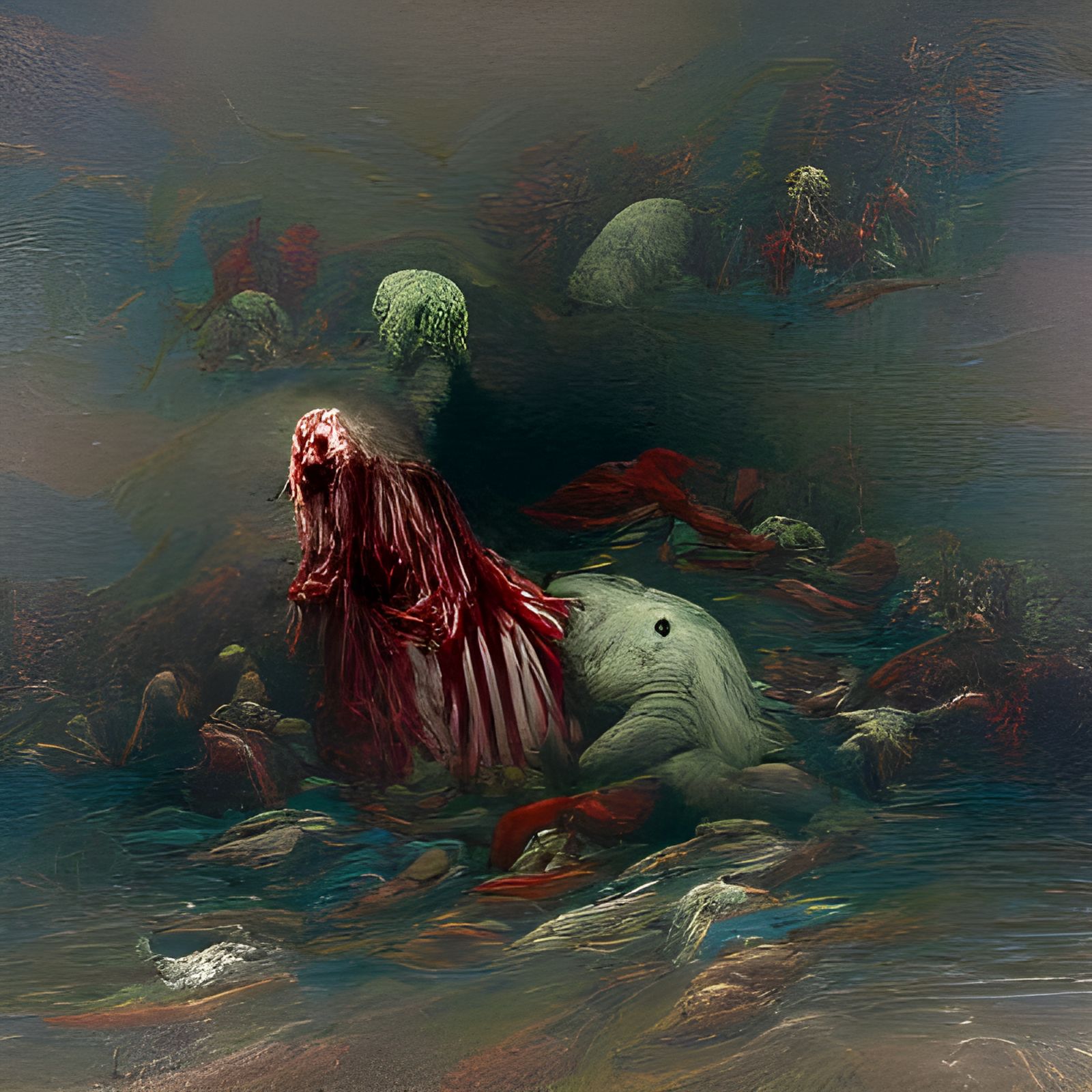 Horrific Gore Scene Inspired by Doré and Rutkowski