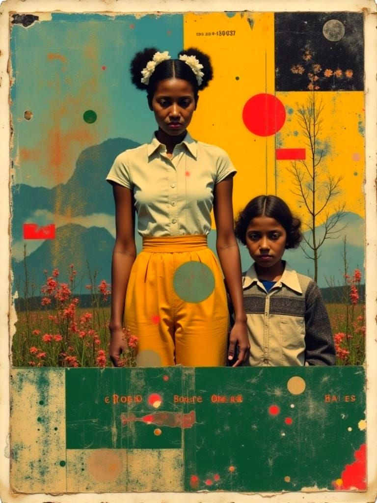 Abstract Artworks in Vintage Film Style with Geometric Shape...