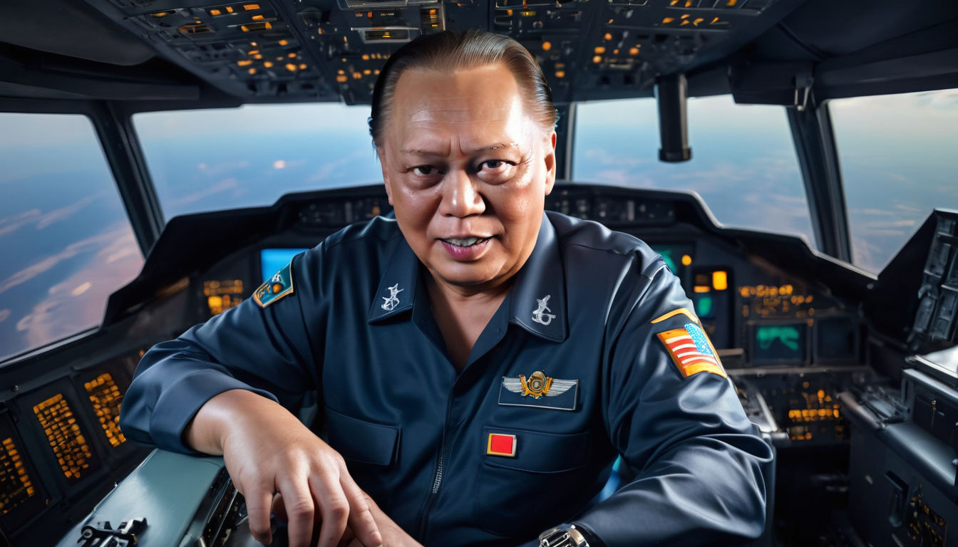 Captain Pilot Portrait in 1900s Airplane Cockpit