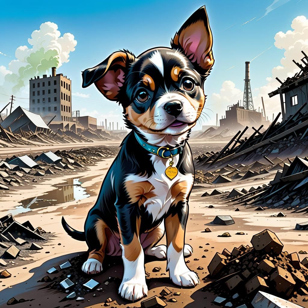 Puppy in Graphic Novel Art Style