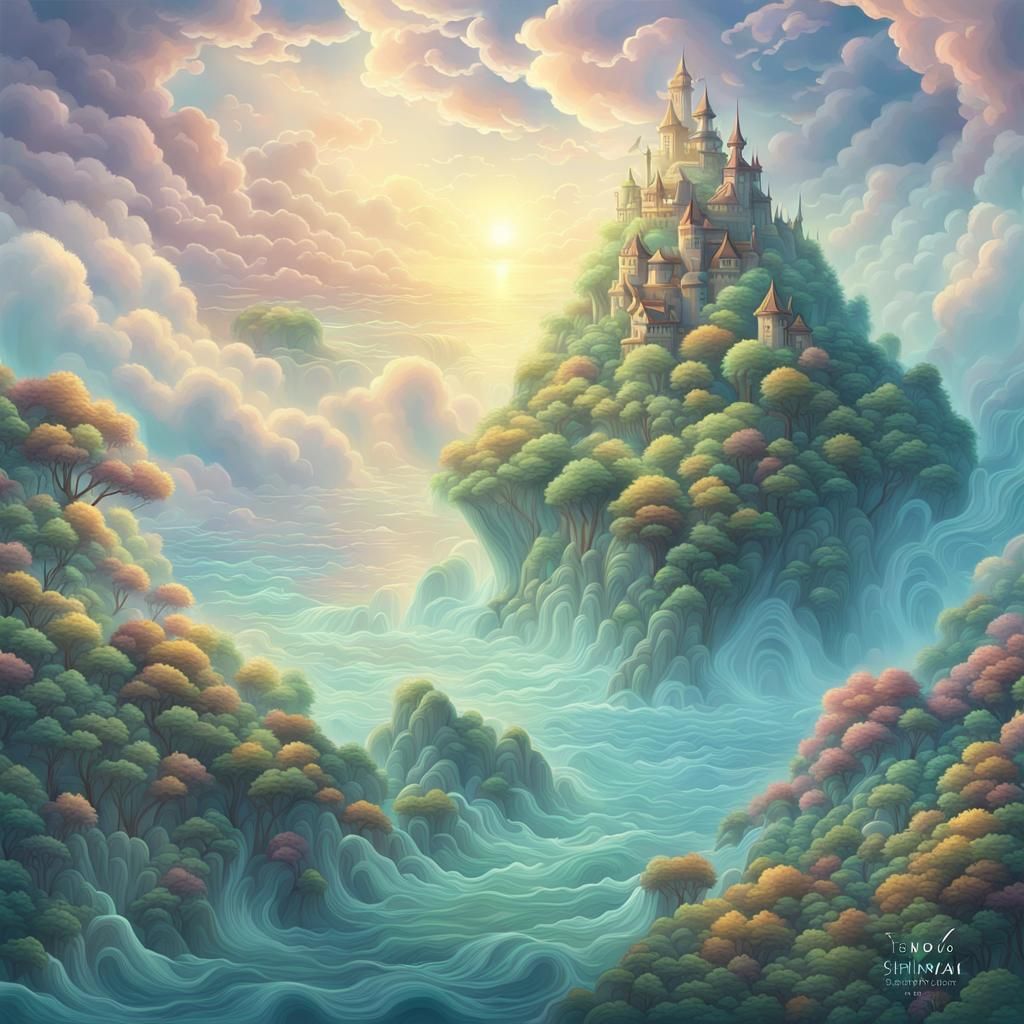 Ethereal Fairy Island: Abstract Vector Art