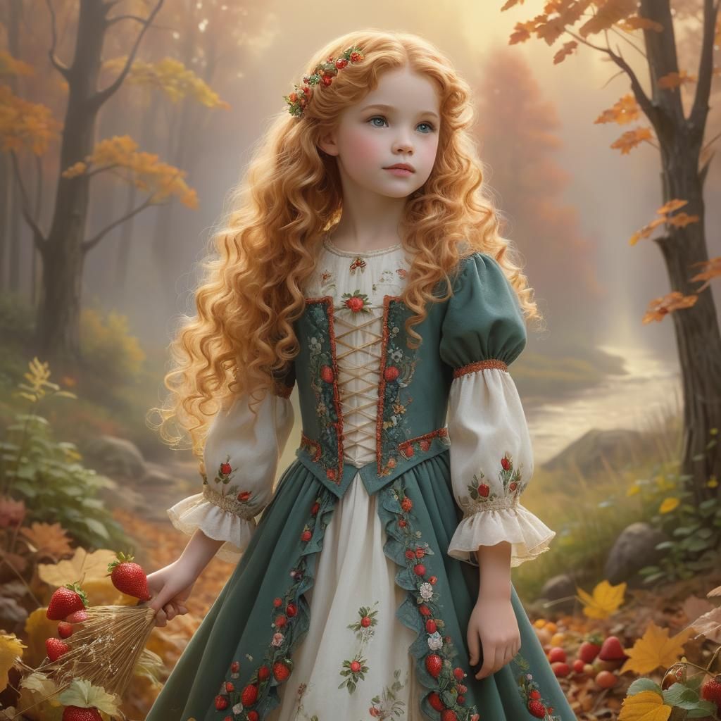 Surreal Twin Sisters Amidst Autumn Prairie Wolf Ethereal Fan...