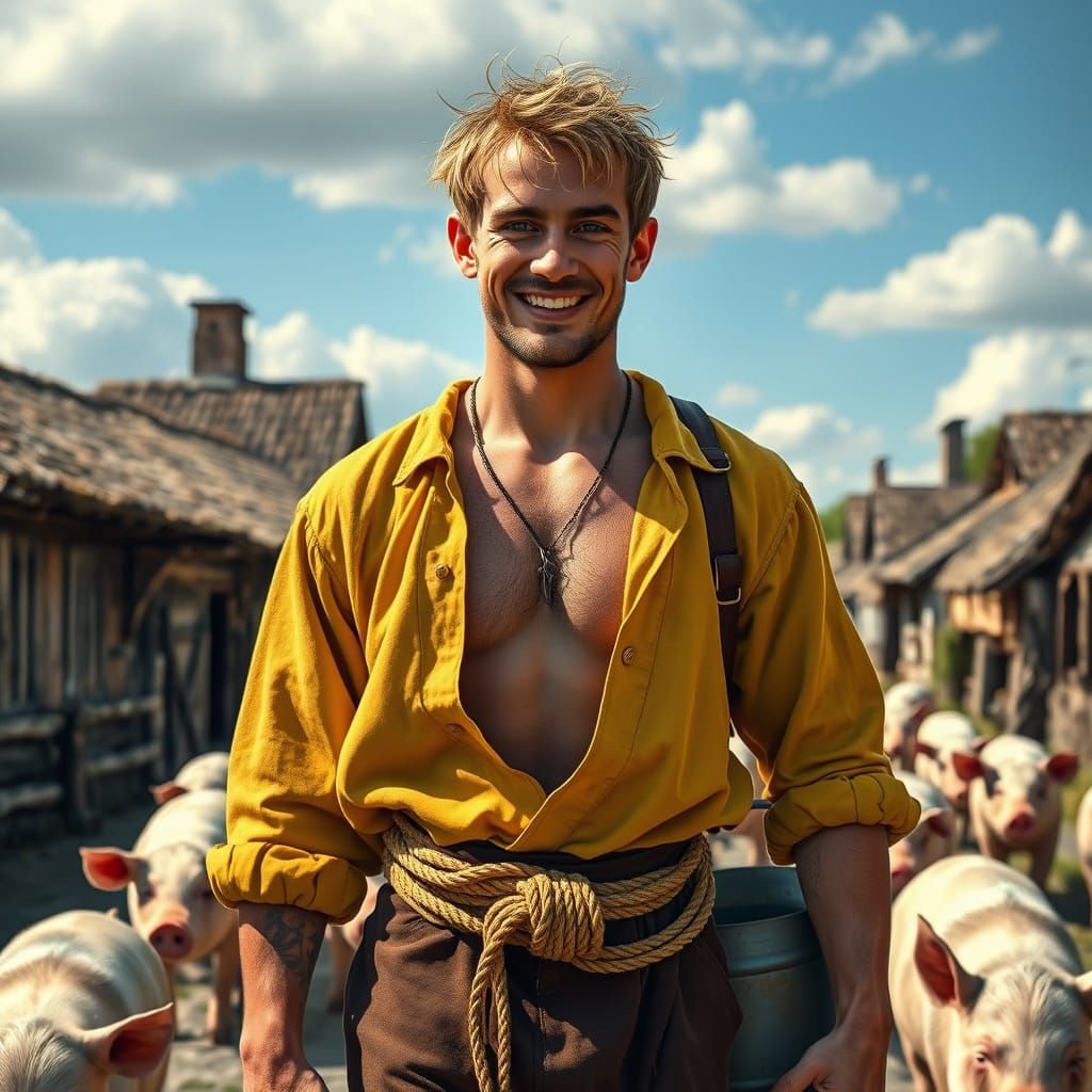 Medieval Pig Guardian in Hyperrealistic Style