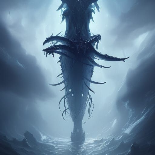 Leviathan: Deep Sea Monster in Dark Fantasy Style