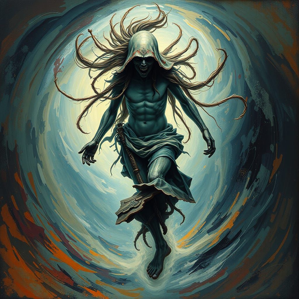 Flux Schnell in Swirling Vortex, Biomechanical Art