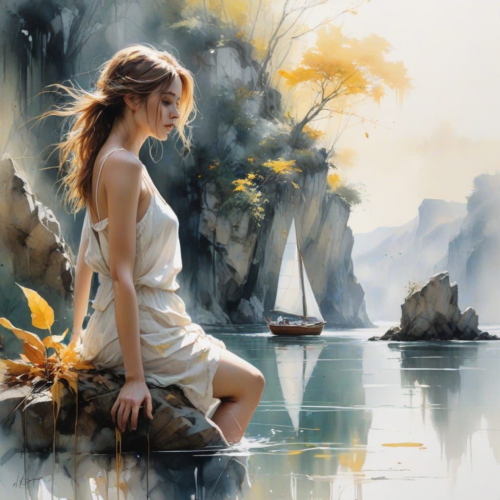 Sailboat Journey Through Autumn Landscape