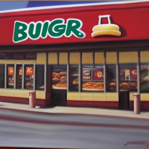Burger King Restaurant as Oil Painting
