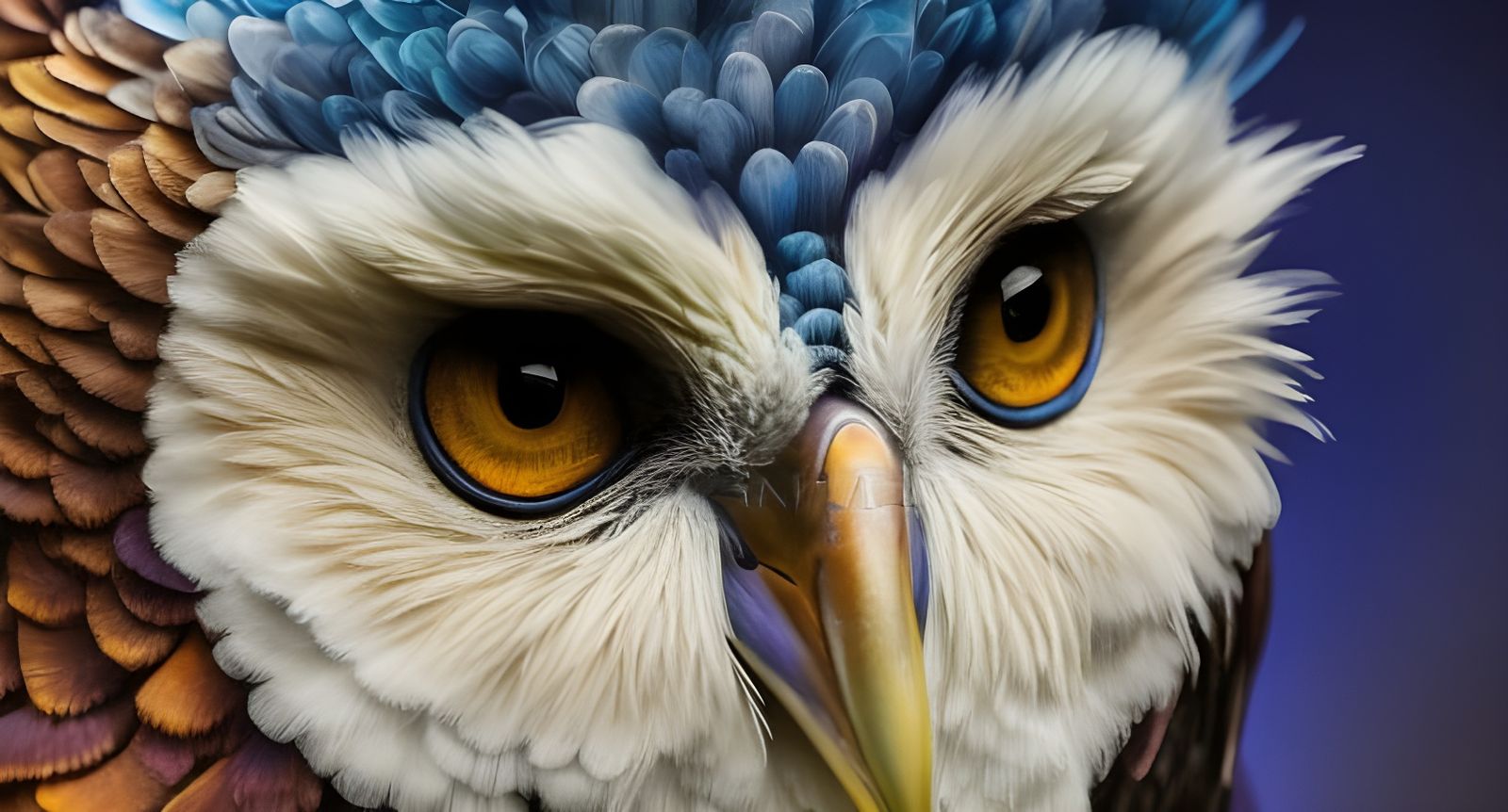 Ornate Purple Feathered Owls in Dreamlike Fairytale Illustra...