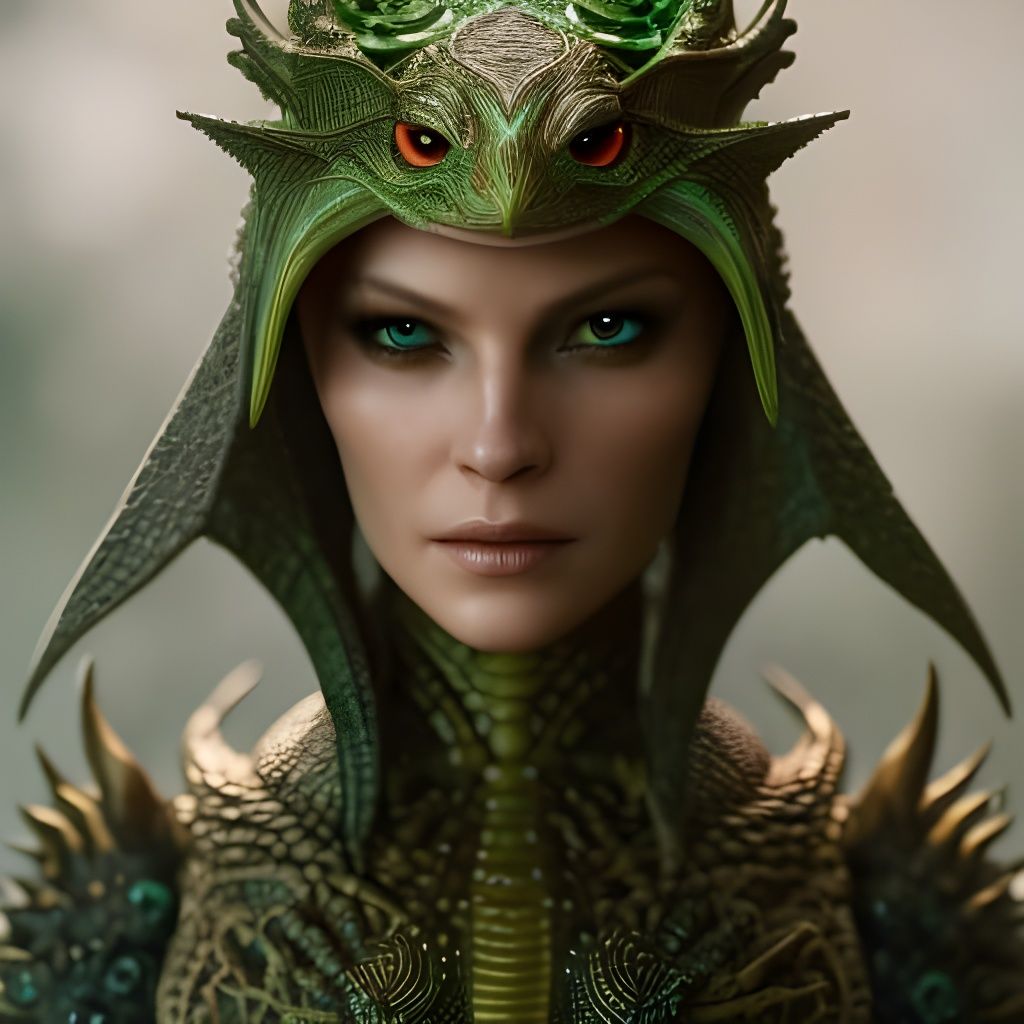 Lizard Warlock Droid Portrait in Dark Fantasy Style