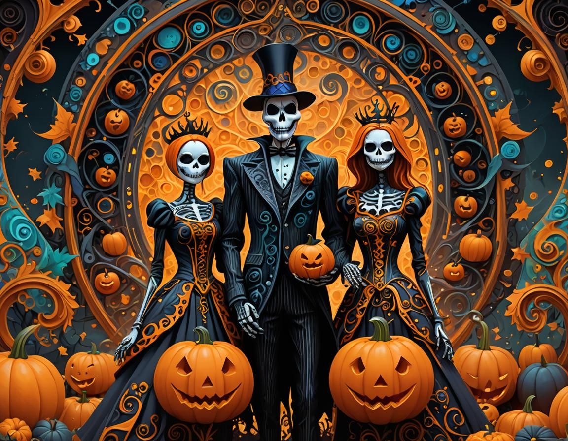 Pumpkin King and Queen: Abstract Fractal Art