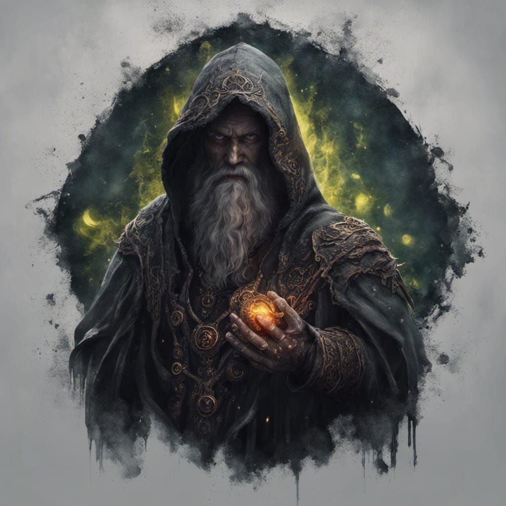 Necromancer Druid Dwarf Portrait in Detailed Matte Painting