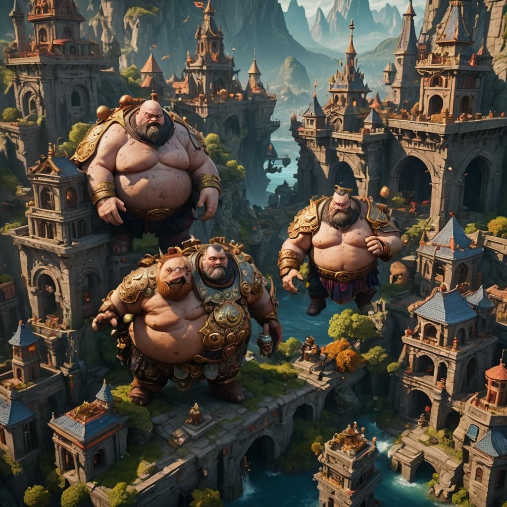 Detailed Matte Painting of a Fat Man