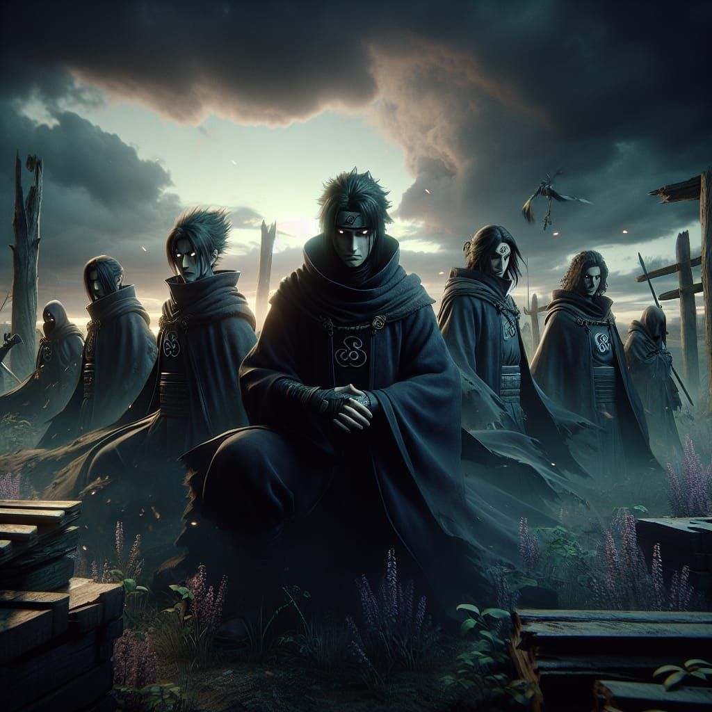 Dark Eastern Legend Warriors with Sharingan in Matte Paintin...