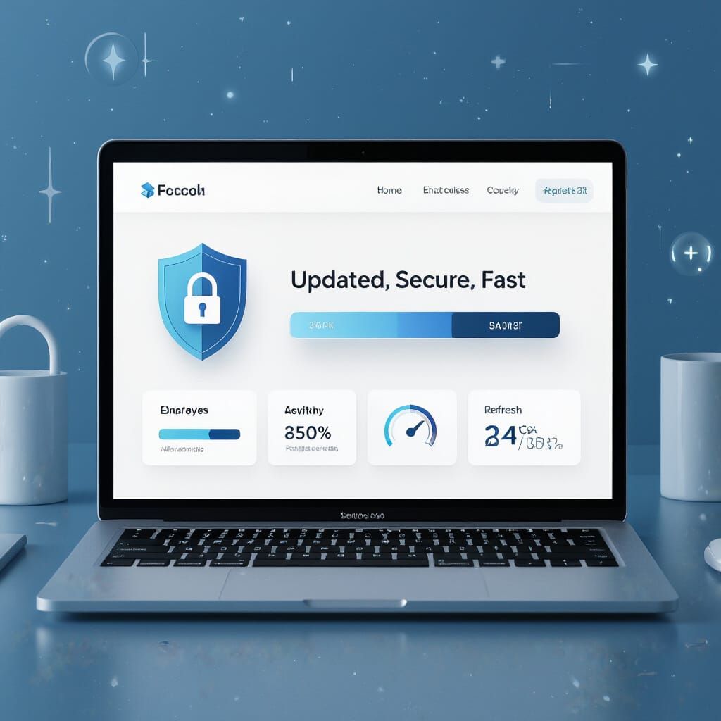 Website Dashboard on Sleek Laptop: Security and Speed