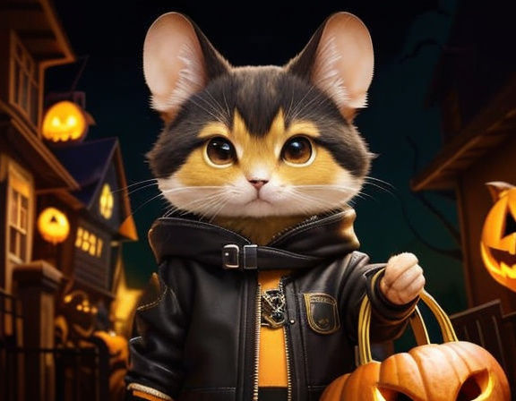Chibified Mouse Explorer on Halloween Trick-or-Treating Adve...