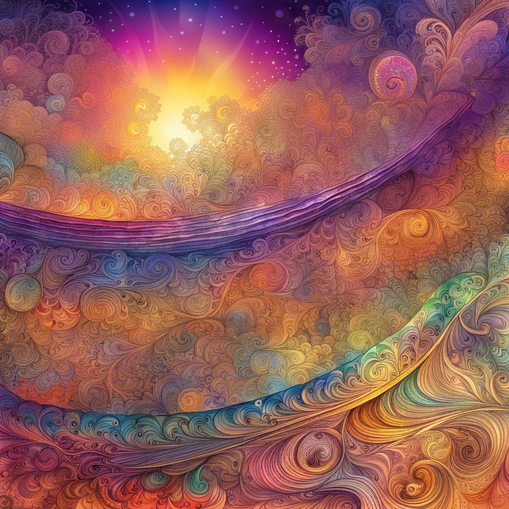 Rainbow Parchment Scroll with Cosmic Details