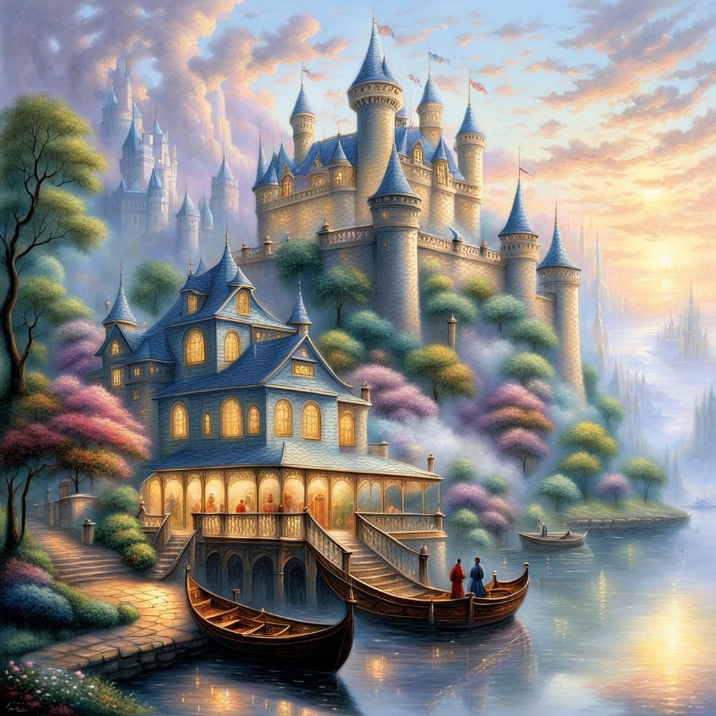 Ethereal Floating Palace City in Fantasy Style
