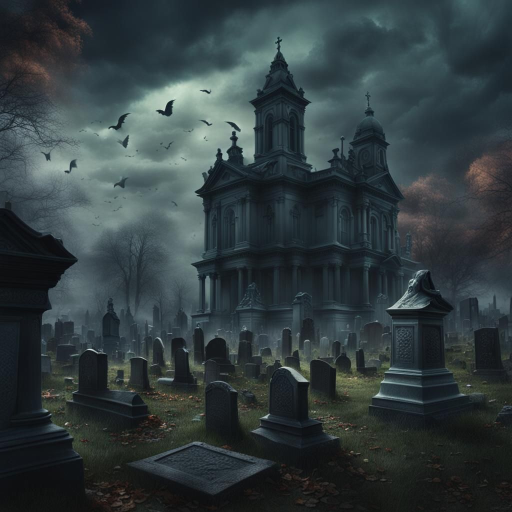 Ethereal Ghosts in a Cemetery: Digital Matte Painting