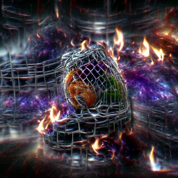 Burning Planet Caged in Cosmic Fire