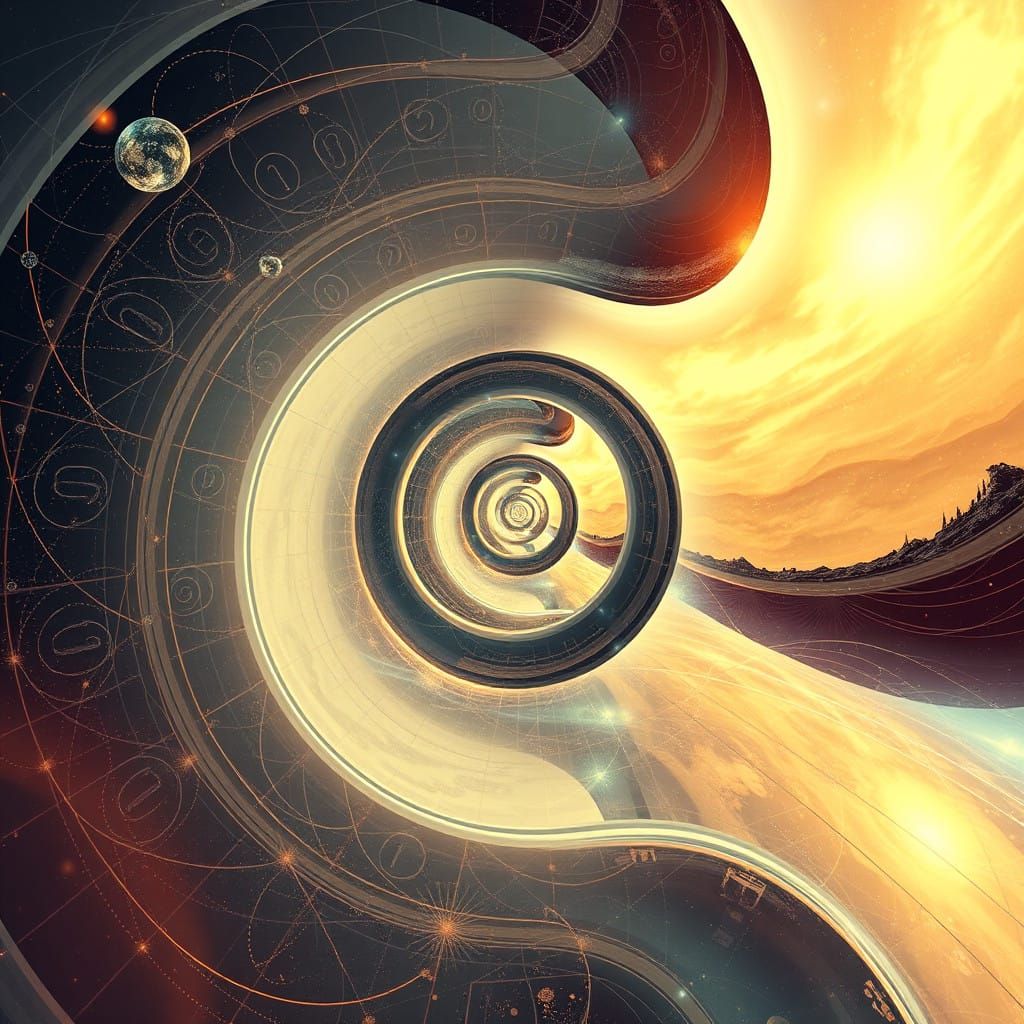 Golden Ratio Spiral Pattern in Futuristic Art