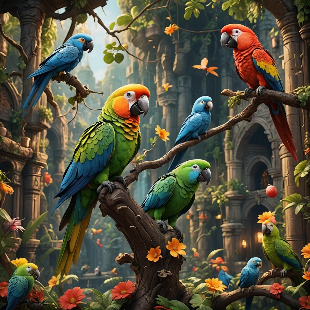 Adorable Parrot in Detailed Fantasy Concept Art