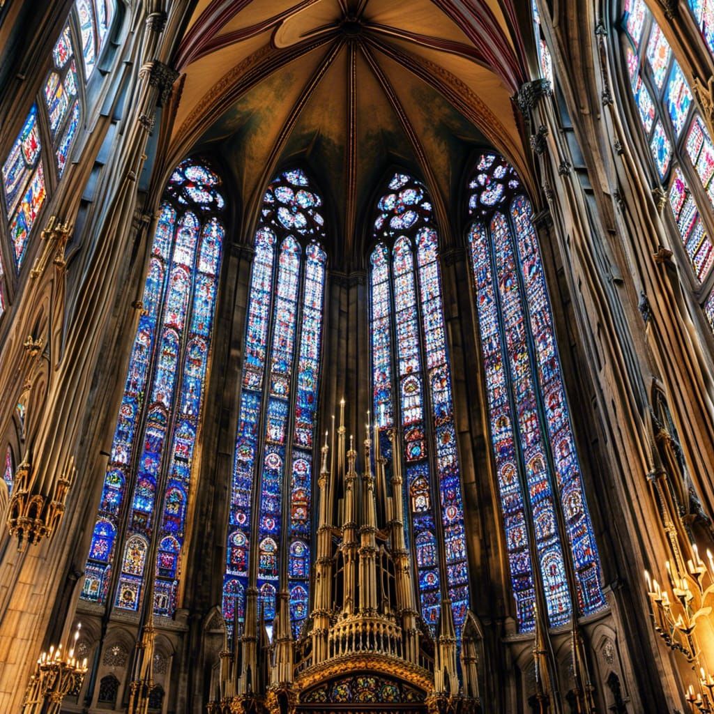 Notre-Dame de Paris, gothic rose windows in stained glass