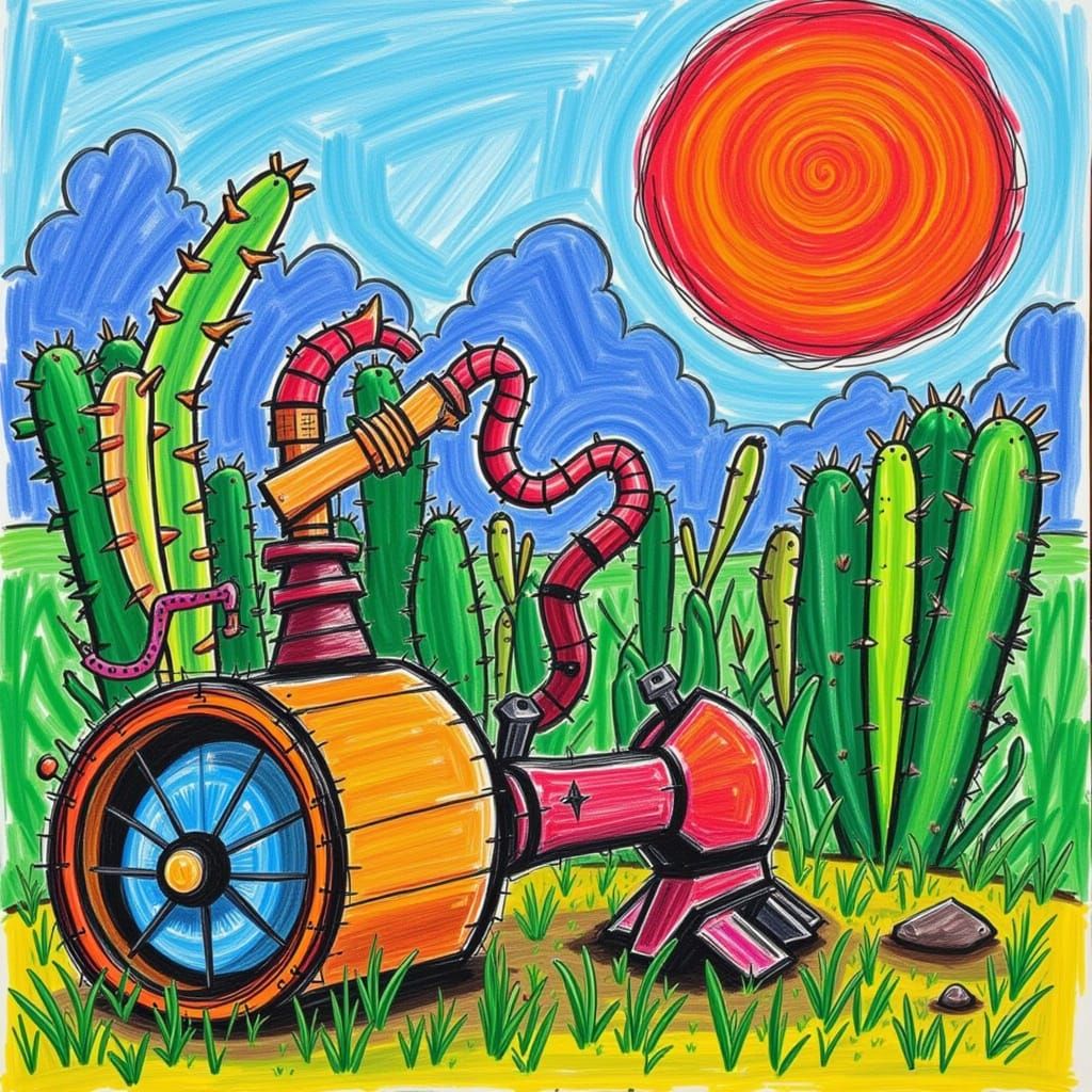 Cute Cactus Character in a Frosty Landscape