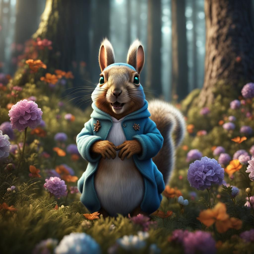 Squirrel in Bunny Costume: Fantasy Concept Art