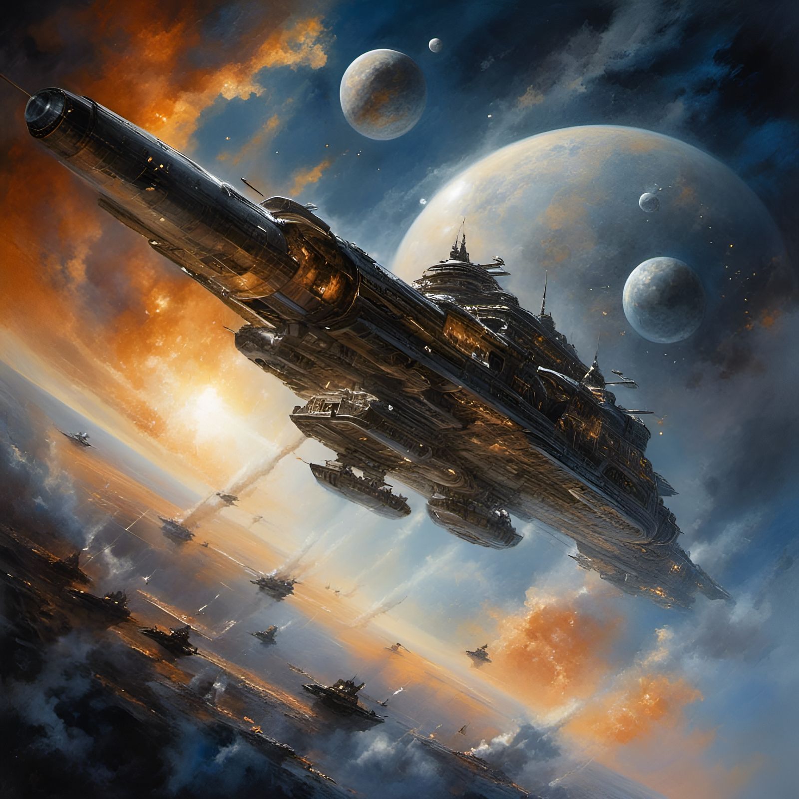 Galactic Empire Space Opera: Fleets Orbiting Planets