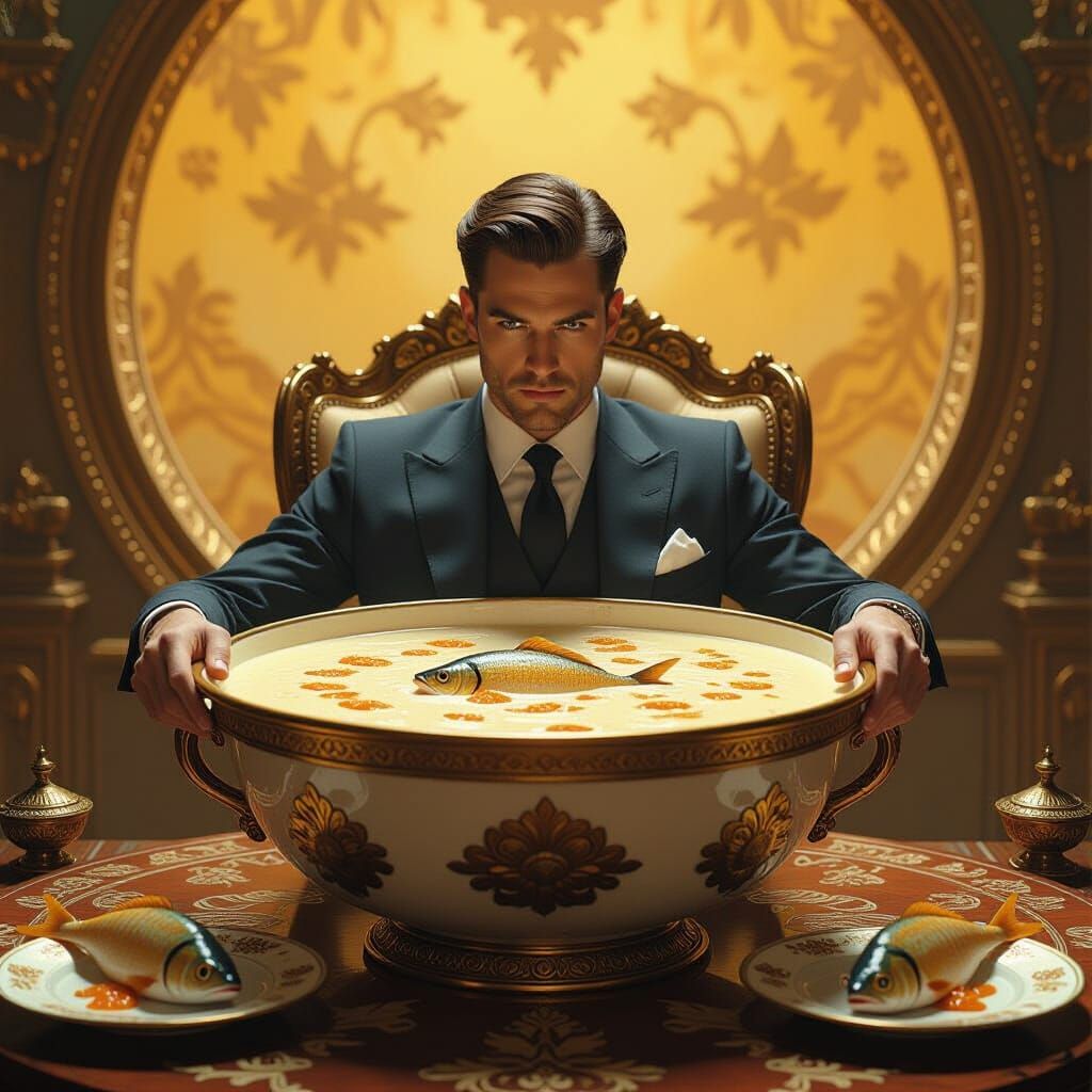 Man Bathes in Soup: Detailed Matte Painting