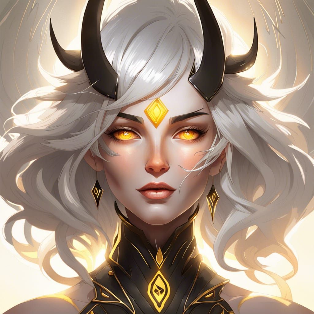 Female Portrait with Glowing Eyes, Hyperdetailed Art