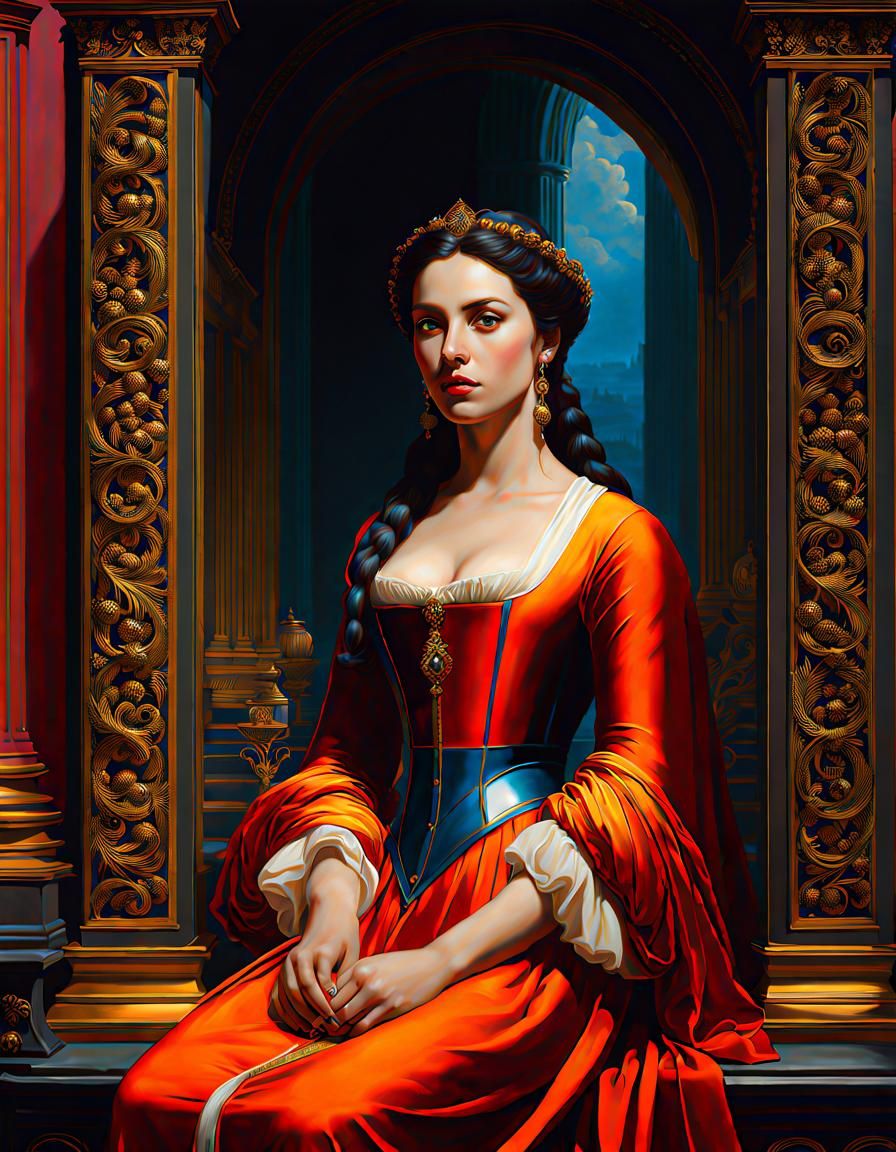 Romanticism Oil Painting in Split-Complementary Colors