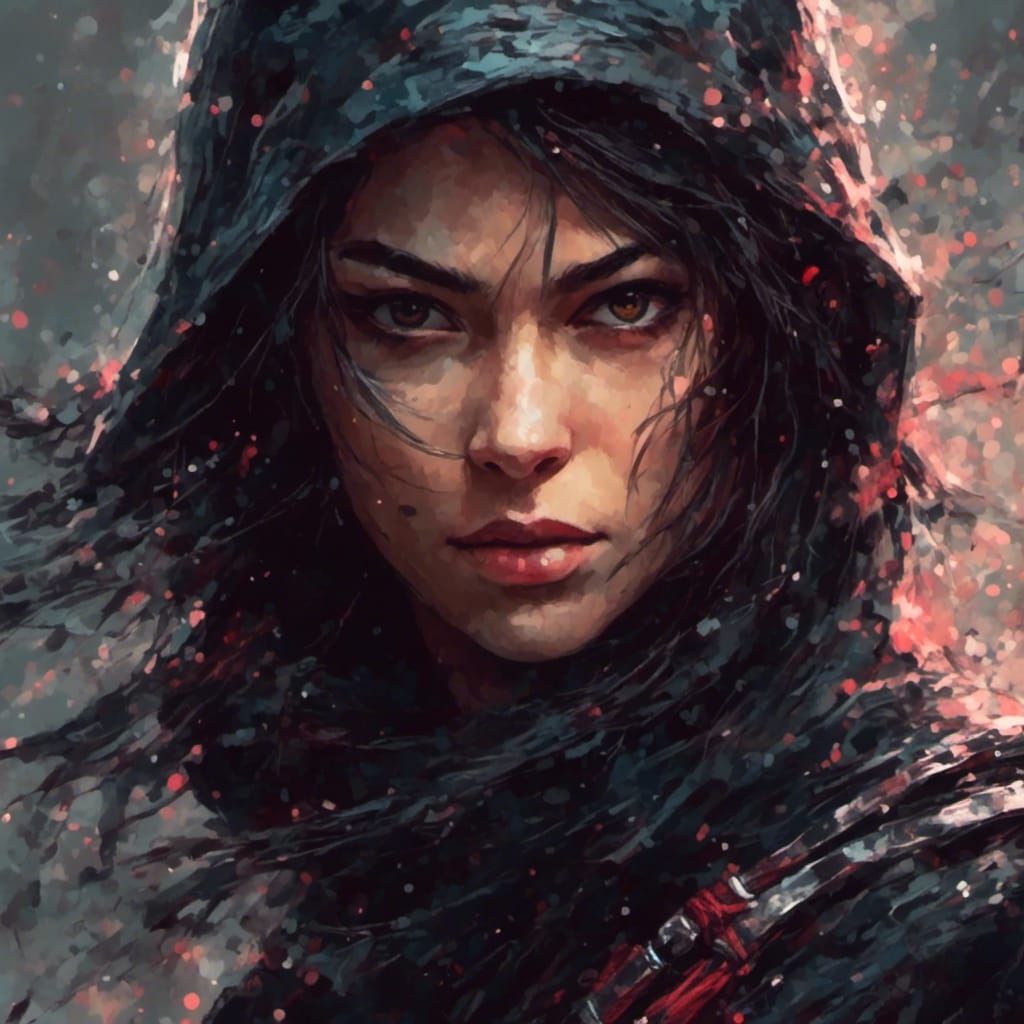 Female Ninja Assassin: A Striking Digital Portrait