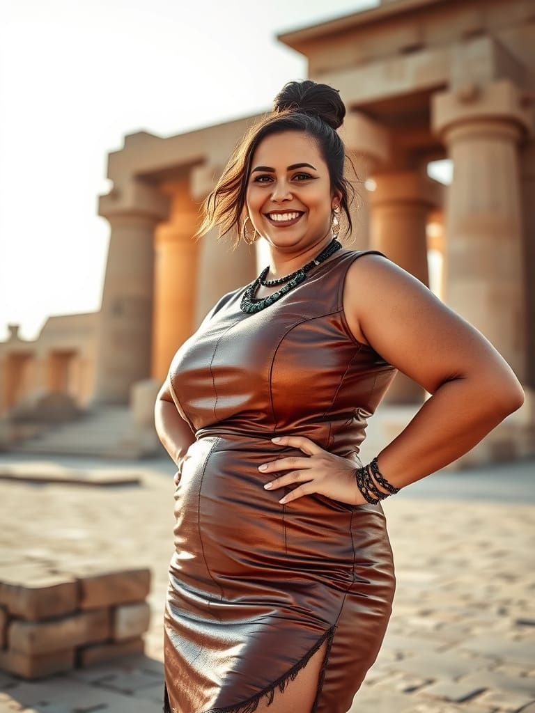 Gorgeous Egyptian Woman Near Karnak Temple in Soft Sunlight