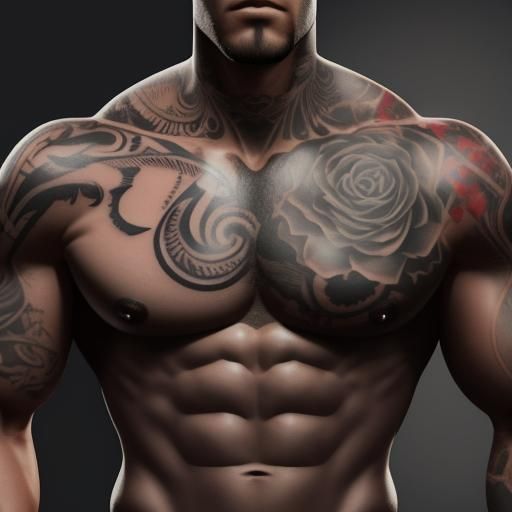 3D World Tattoo on Muscular Chest