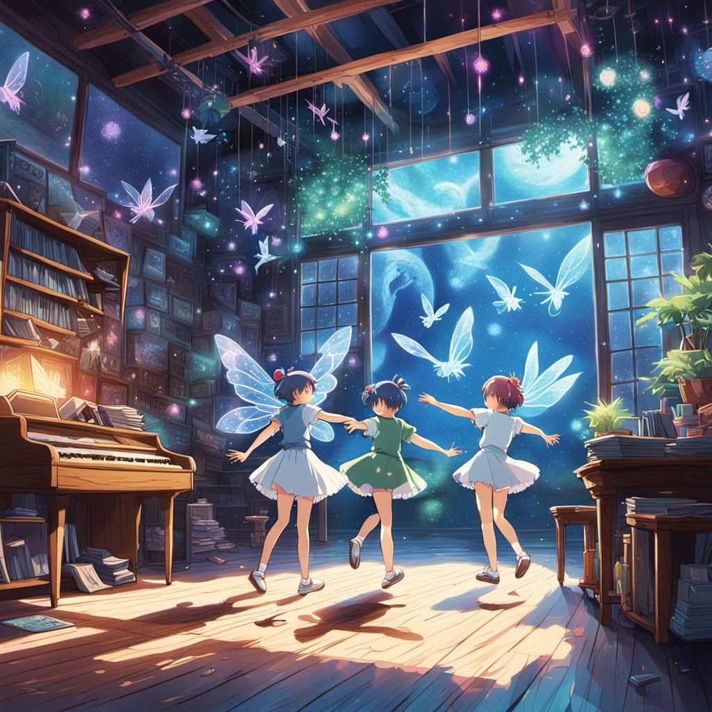 Punk Fairies Dancing: Anime-Inspired Concept Art