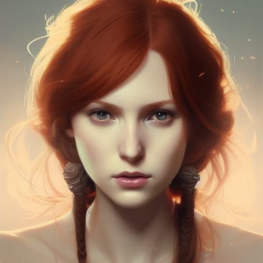 Ginger E-Girl Portrait in Hyperdetailed Digital Art Style