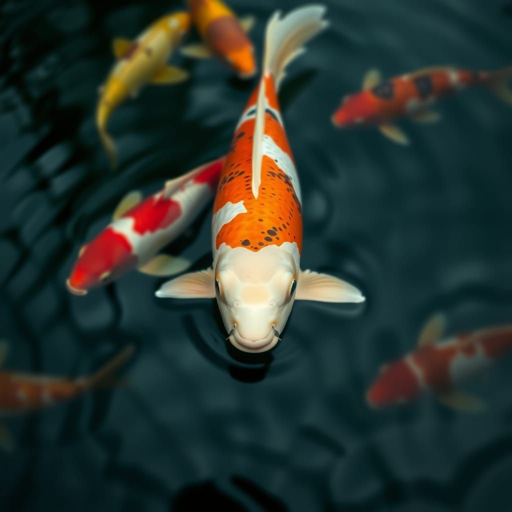 Koi Fish Pond with Water Vibrations in HDR