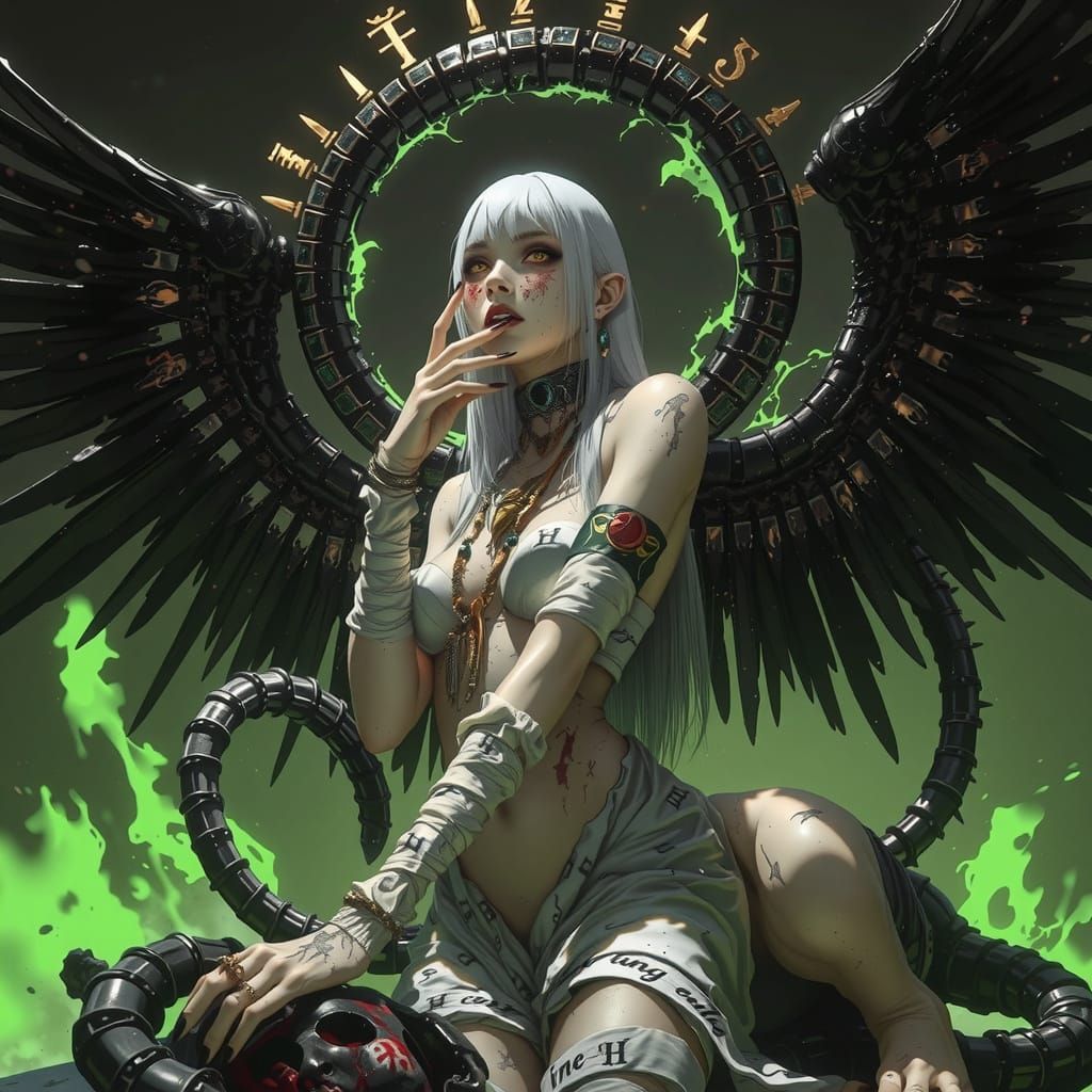 Undead Sphinx Queen with Haunting Beauty and Dark Power