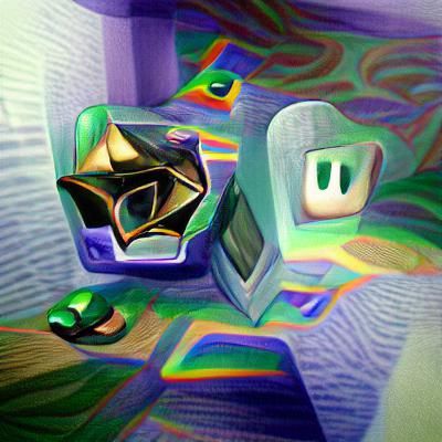 Nintendo 64 in Geometric Iridescent Surrealism