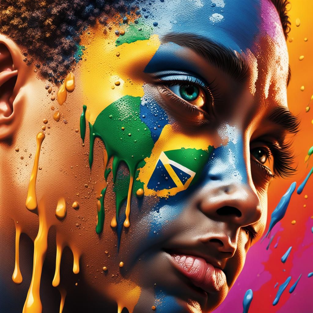 Hyperrealistic Portrait with Colorful Splash Art Background
