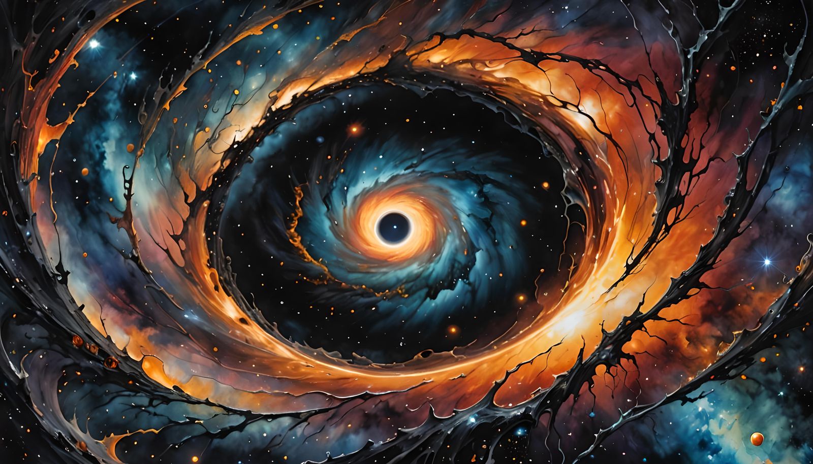 Cosmic Black Hole in Watercolour Candy Art Style