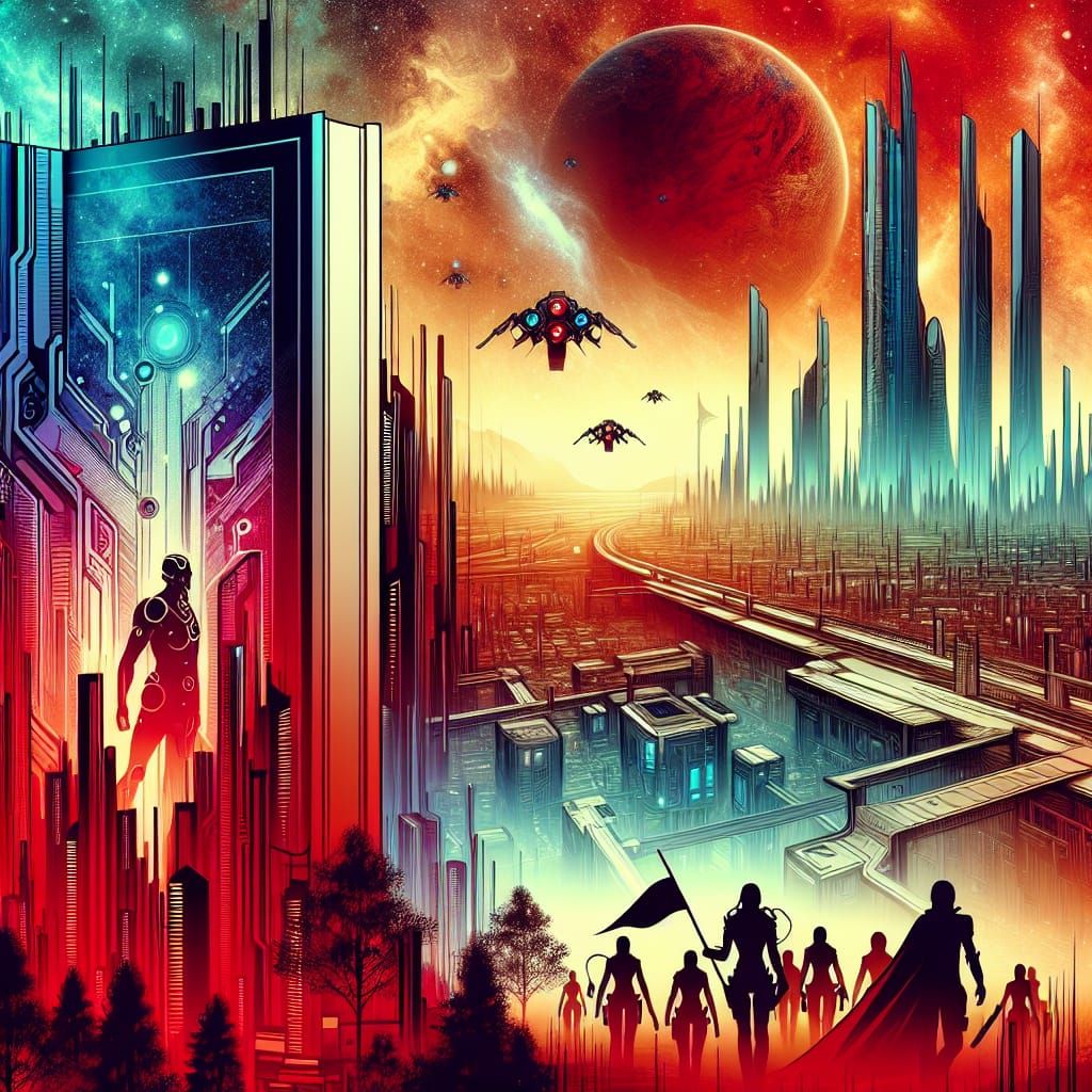 Crimson Uprising: Hyperrealistic Book Cover Art