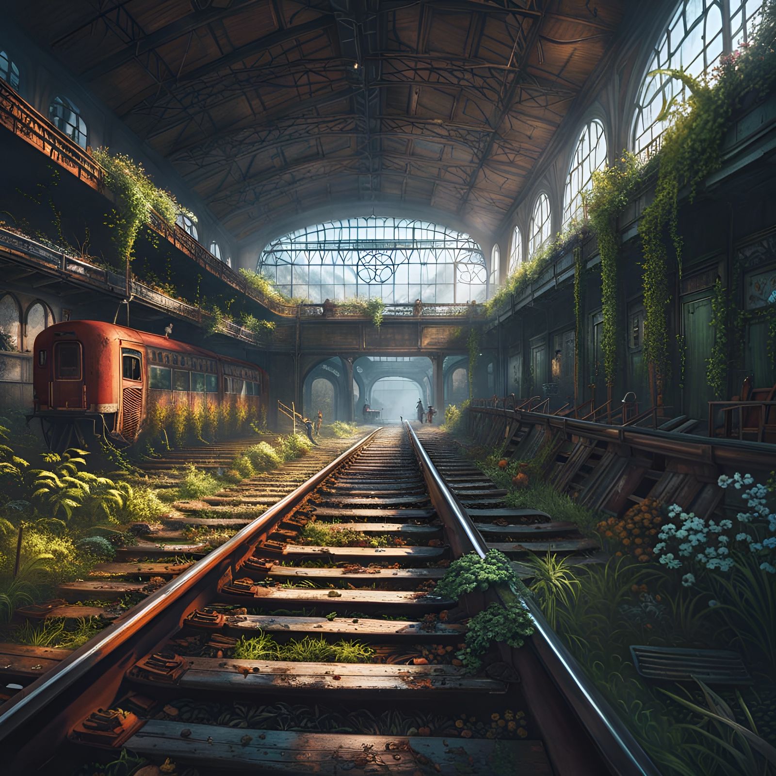 Post-Apocalyptic Train Station Fantasy Art