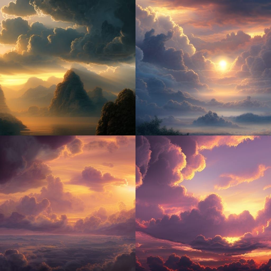 Epic Sunset Clouds Digital Matte Painting
